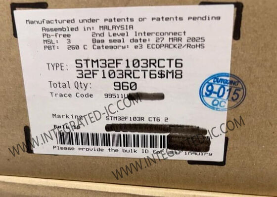 STM32F103RCT6 ARM Cortex-M3 코어, 72MHz 속도, 256KB 플래시 메모리 및 12비트 ADC와 함께 32비트 마이크로 컨트롤러