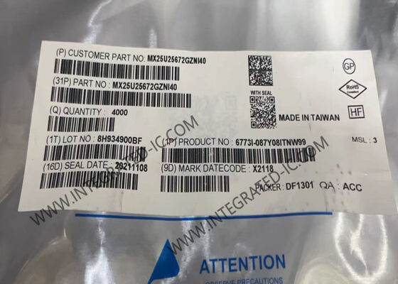 MX25U25672GZNI40 메모리 IC 칩 256Mbit MXSMIO Serial NOR 플래시 메모리 IC와 8-WSON 패키지 산업용 (-40°C ~ +85°C)