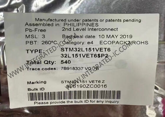 STM32L151VET6 마이크로컨트롤러 MCU 초저전력 ARM 코르텍스-M3 32비트 512kB 플래시 메모리 32MHz MCU