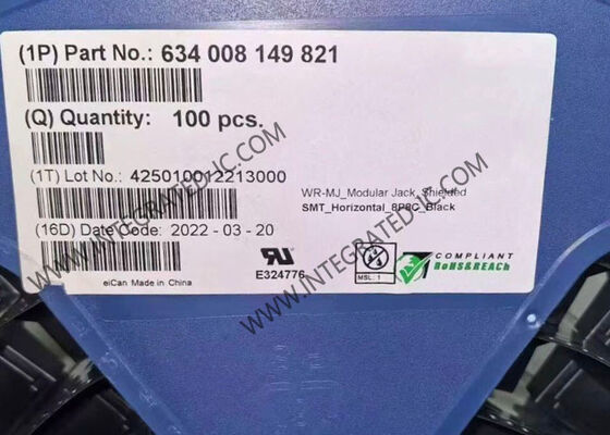 634008149821 차폐 RJ45 커넥터, 금도금 접점 및 표면 실장 8P8C 잭 모듈러 커넥터