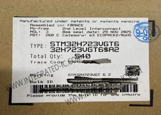 STM32H723VGT6 마이크로컨트롤러 ARM 코텍스-M7 MCU 550MHz 1MB FLASH 80 GPIO LQFP-100 IC