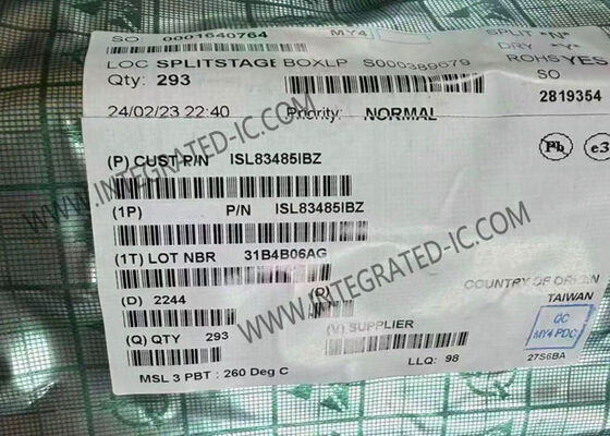 ISL83485IBZ 통합 회로 칩 10Mbps 반 듀플렉스 RS-485/RS-422 트랜시버 SOIC-8