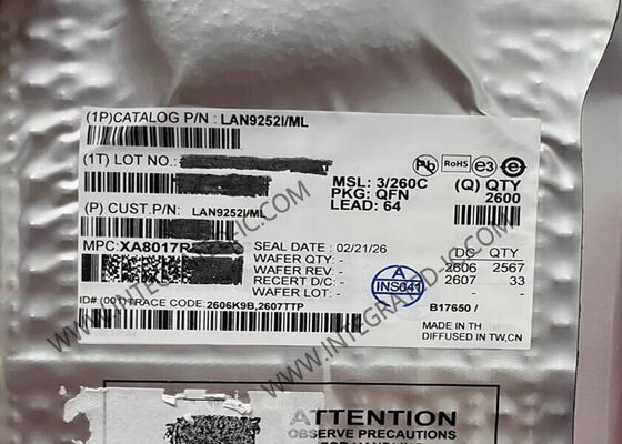LAN9252I/ML 이더넷 IC EtherCAT 산업용 슬레이브 컨트롤러 QFN-64