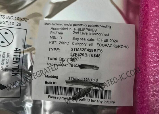 STM32F429BIT6 마이크로 컨트롤러 MCU 32비트 싱글 코어 180MHz LQFP208 패키지
