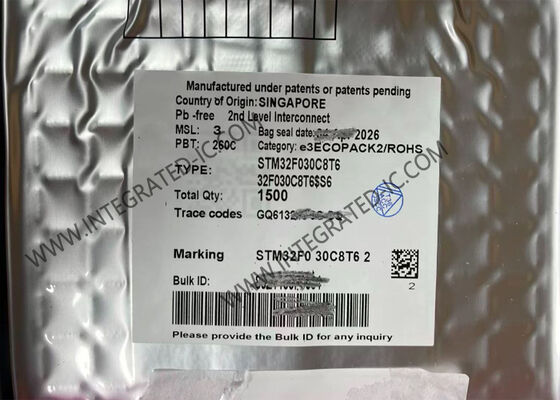 STM32F030C8T6 32비트 마이크로컨트롤러 IC (48MHz ARM Cortex M0 코어 및 39 I/O 핀 포함)