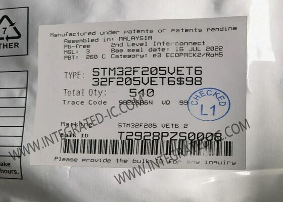 STM32F205VET6 마이크로컨트롤러 MCU 32비트 싱글 코어 120MHz 및 16개 스트림 DMA