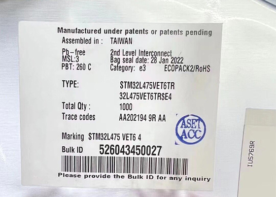 80MHz 마이크로 컨트롤러 MCU STM32L475VET6TR 32비트 마이크로 컨트롤러 IC 100-LQFP