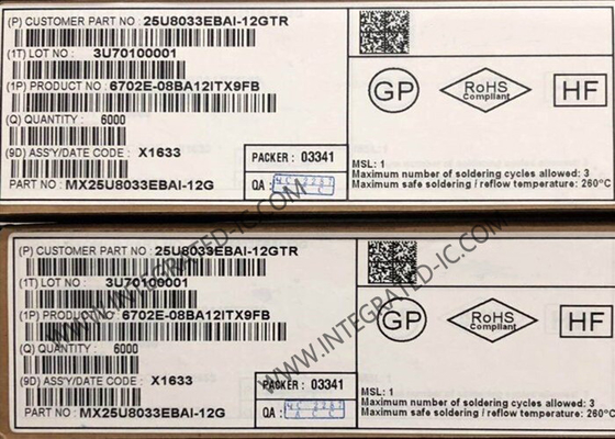 MX25U8033EBAI-12G 메모리 IC 칩 8Mbit CMOS MXSMIOTM NOR 플래시 메모리 IC WLCSP-8