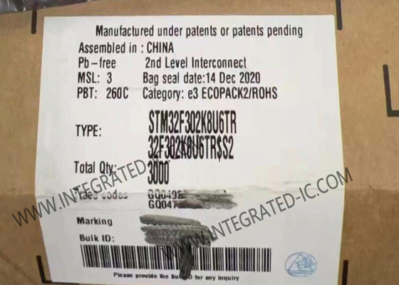 STM32F302K8U6TR 마이크로 컨트롤러 MCU 72MHz 32비트 단일 코어 마이크로 컨트롤러 UFQFPN-32