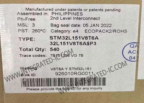 STM32L151V8T6A 마이크로컨트롤러 MCU 32MHz 32비트 단일 코어 마이크로컨트롤러 LQFP100
