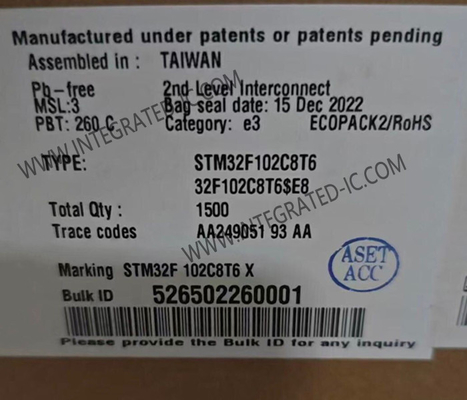 STM32F102C8T6 마이크로 컨트롤러 MCU 48MHz ARM 코텍스 M3 MCU LQFP-48 패키지