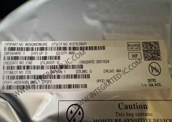 W25Q80EWUXIE 메모리 IC 칩 1.8V 8M-비트 시리즈 플래시 메모리 USON-8 패키지