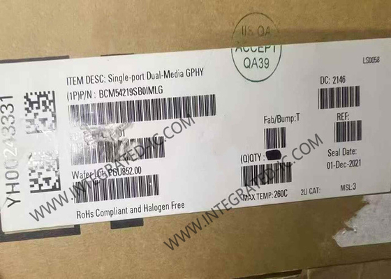 BCM54219SB0IMLG 이더넷 IC 단일 포트 듀얼 미디어 GPHY QFN64 이더넷 트랜시버