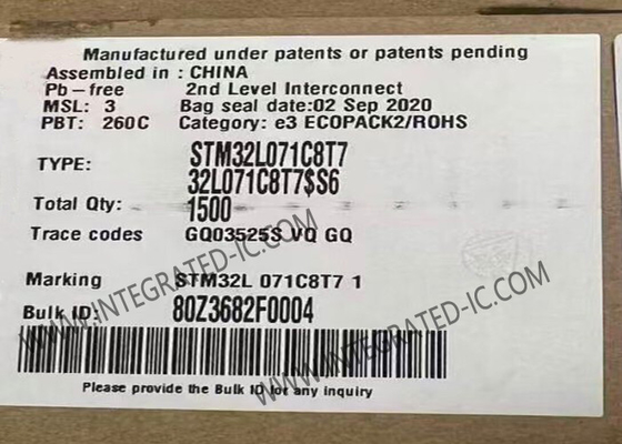 마이크로 컨트롤러 MCU STM32L071C8T7 최대 32MHz STM32 초저전력 MCU LQFP-48