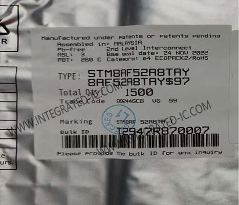 STM8AF52A8TAY 마이크로컨트롤러 MCU 8비트 마이크로컨트롤러 24MHz 자동차용 8비트 MCU