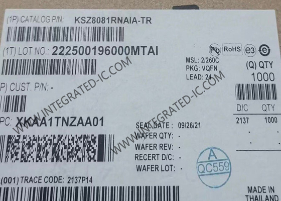 KSZ8081RNAIA 이더넷 IC 10/100 Base-T/TX 물리 계층 트랜시버, RMII 지원