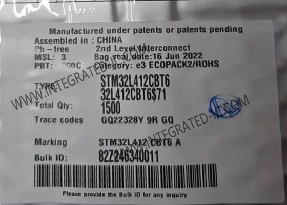128KB 순간 마이크로컨트롤러 MCU STM32L412CBT6 80MHz 마이크로컨트롤러 칩 LQFP48