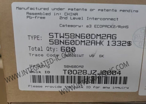 STW58N60DM2AG 통합 회로 칩 자동차 N 채널 600V 50A 전력 MOSFET 트랜지스터
