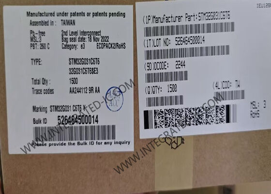 32Bit 하나의 핵 마이크로컨트롤러는 STM32G031C6T6 48-LQFP 마이크로컨트롤러 MCU를 자릅니다