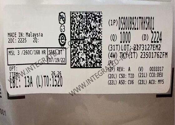 DS90UB921TRHSRQ1 융합회로 칩 96 MHz 24비트 컬러 FPD-링크 III 시리즈라이저