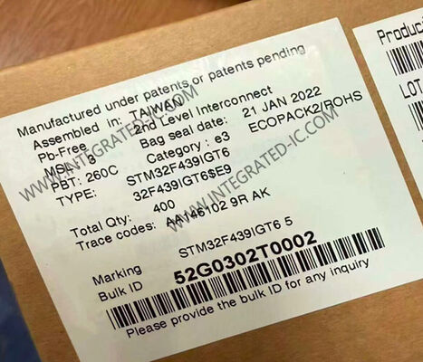 STM32F439IGT6 마이크로컨트롤러 MCU (LQFP-176 패키지, 12비트 ADC, 3.3V I/O 전압 포함) 임베디드 프로세서 칩