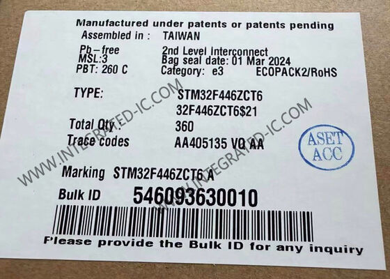 STM32F446ZCT6 마이크로 컨트롤러 MCU 3.3V 128K x 8 RAM 144-LQFP 패키지
